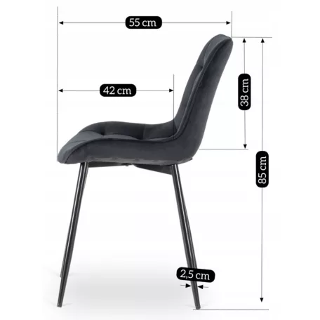 CHRIS fekete bársony szék