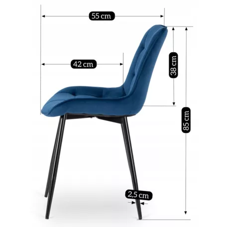 CHRIS sötétkék bársonyfotel