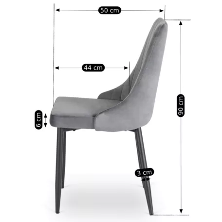 BARI szürke bársony szék