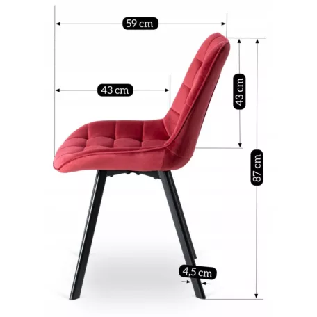 RICK Burgundi Bársony Szék