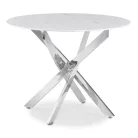 SOUL Üvegasztal 100 cm Fehér Márvány/Ezüst