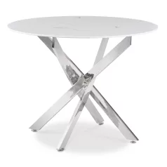 SOUL Üvegasztal 100 cm Fehér Márvány/Ezüst