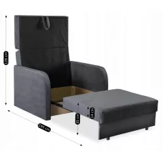 VERO Egyszemélyes Alvófotel Szürke