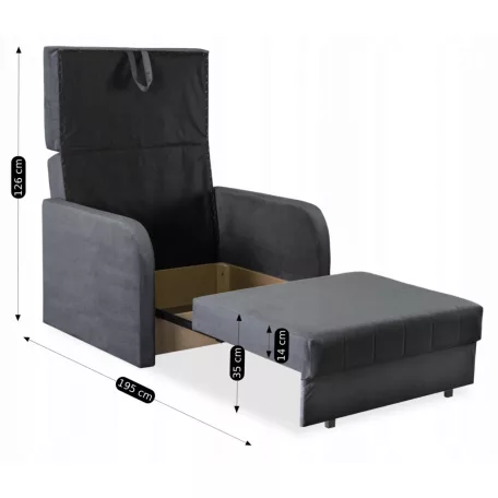 VERO Egyszemélyes Alvófotel Szürke