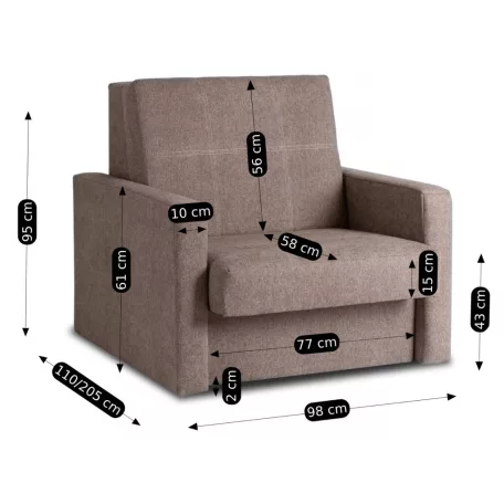 MILAN 1 Bézs Egyszemélyes Hálófotel