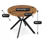 LUGO Kihúzható asztal 90-190 cm Aranytölgy/Fekete