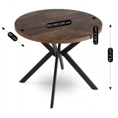 LUGO Kihúzható asztal 90-190 cm rusztikus tölgyfa/fekete