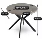 LUGO Kihúzható asztal 90-190 cm Beton/Fekete