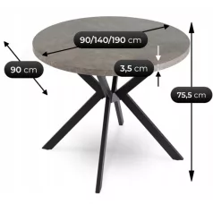 LUGO Kihúzható asztal 90-190 cm Beton/Fekete