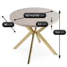 LUGO Kihúzható asztal 90-190 cm Kasmír/Arany