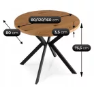 DORIAN Kihúzható asztal 80-160 cm Arany Tölgy/Fekete