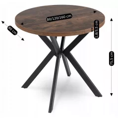 DORIAN Kihúzható asztal 80-160 cm Rusztikus tölgy/fekete