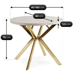 DORIAN Kihúzható asztal 80-160 cm Kasmír/Arany