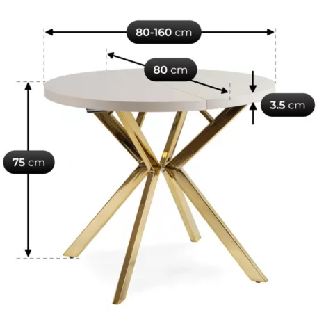 DORIAN Kihúzható asztal 80-160 cm Kasmír/Arany