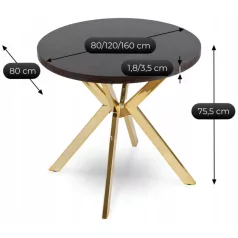 DORIAN Kihúzható asztal 80-160 cm Fekete/Arany