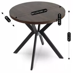 DORIAN Kihúzható asztal 80-160 cm Dió/Fekete