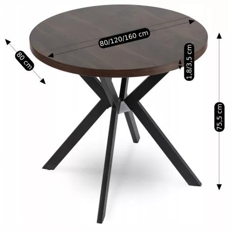 DORIAN Kihúzható asztal 80-160 cm Dió/Fekete