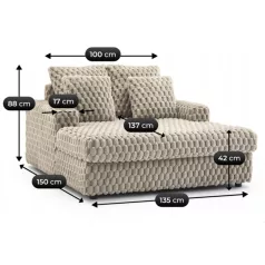 KOBEL bézs plüss fotel