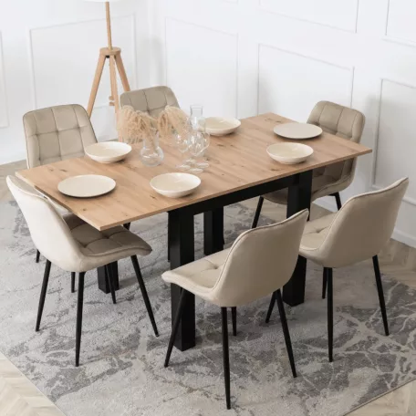 Asztal MAX kinyitható 80-160 cm tölgy Artisan/Fekete