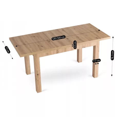 SKUBI Kihúzható asztal 120-160 cm Artisan Oak