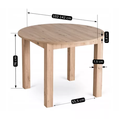 HARRY Kihúzható asztal 102-142 cm Artisan Oak
