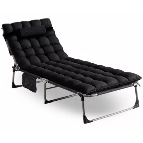 VENUS Fekete Kerti Nyugágy Kempingágy