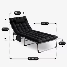 VENUS Fekete Kerti Nyugágy Kempingágy