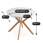 LUGO Kihúzható asztal 90-190 cm Fehér/Tölgyfa