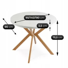 LUGO Kihúzható asztal 90-190 cm Fehér/Tölgyfa