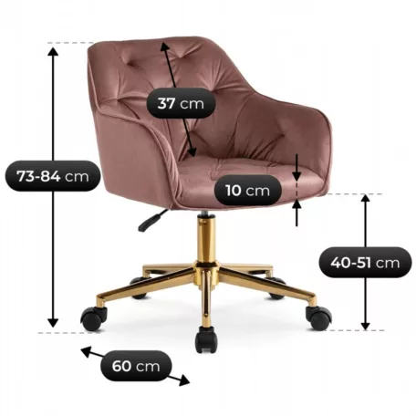 KONOR Rózsaszín Bársony Forgószék