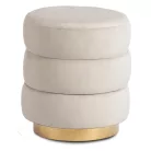 AURA krémszínű bársony kárpitozott puff