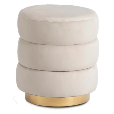 AURA krémszínű bársony kárpitozott puff