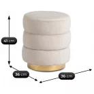 AURA krémszínű bársony kárpitozott puff