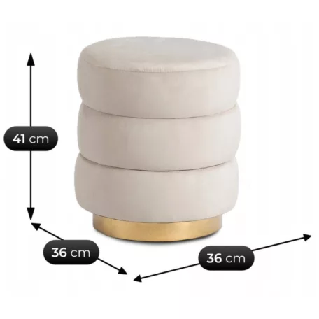 AURA krémszínű bársony kárpitozott puff