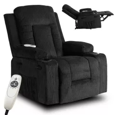 BOX fekete kordbársony dönthető masszázsfotel