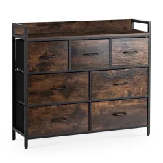 HUDSON Fiókos Komód 98 cm Rusztikus Tölgyfa/Fekete