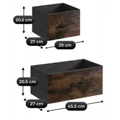 HUDSON Fiókos Komód 98 cm Rusztikus Tölgyfa/Fekete