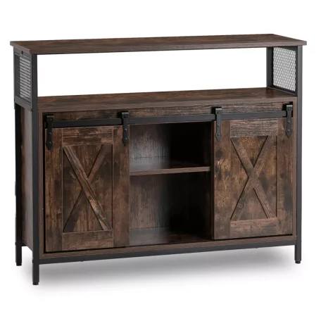 ARLO Fiókos Komód 100 cm Polcokkal Rusztikus Tölgyfa/Fekete