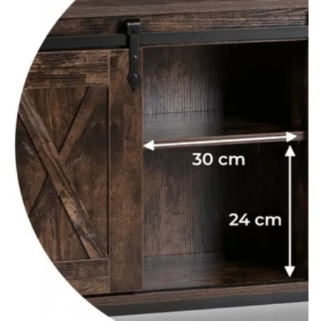 ARLO Fiókos Komód 100 cm Polcokkal Rusztikus Tölgyfa/Fekete