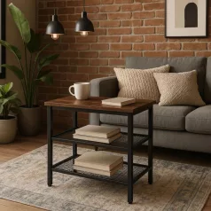 CARTER Dohányzóasztal 60 cm Rusztikus Tölgyfa/Fekete