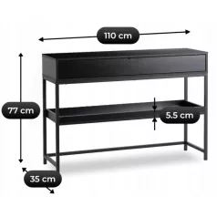 RUBY előszobai konzolasztal 100 cm polccal, fekete