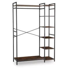   PIPER Előszobai Kabáttartó Fogas 116 cm Rusztikus Tölgyfa/Fekete Polcokkal