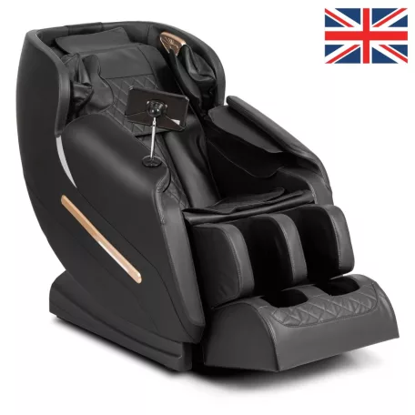 VX MAX masszázsfotel, fekete, öko-bőr, angol menü