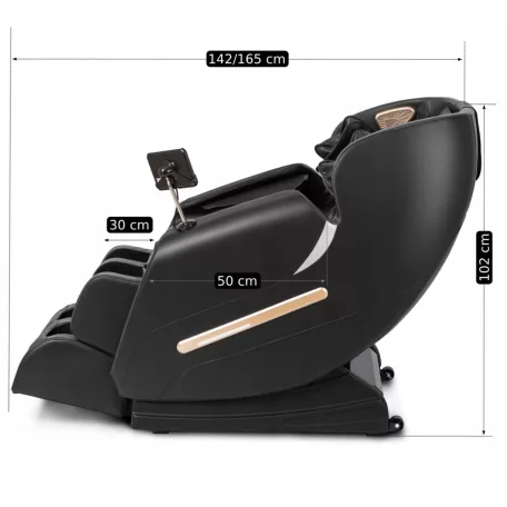 VX MAX masszázsfotel, fekete, öko-bőr, angol menü