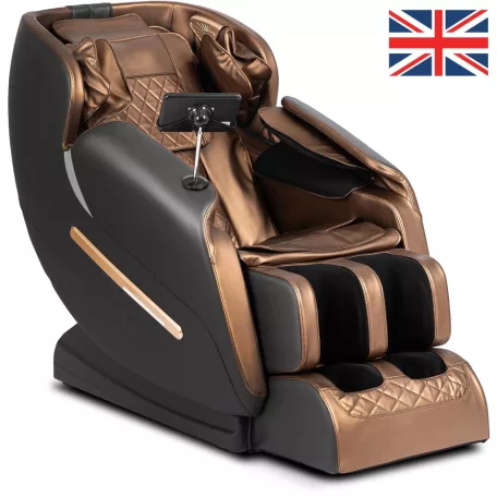 VX MAX masszázsfotel, barna, öko-bőr, angol menü
