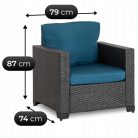 OLYMPIA Kerti Bútor Garnitúra Szürke/Sötétkék