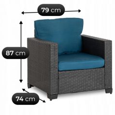 OLYMPIA Kerti Bútor Garnitúra Szürke/Sötétkék