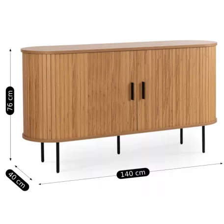 TRISH Fiókos Komód 140 cm Kétajtós Tolóajtós Tölgyfa