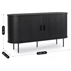 TRISH 140 fekete kétajtós tolófiókos komód