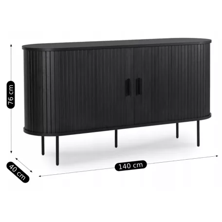 TRISH 140 fekete kétajtós tolófiókos komód